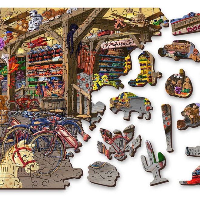 Wooden City Dřevěné puzzle V hračkářství 2v1, 400 dílků EKO