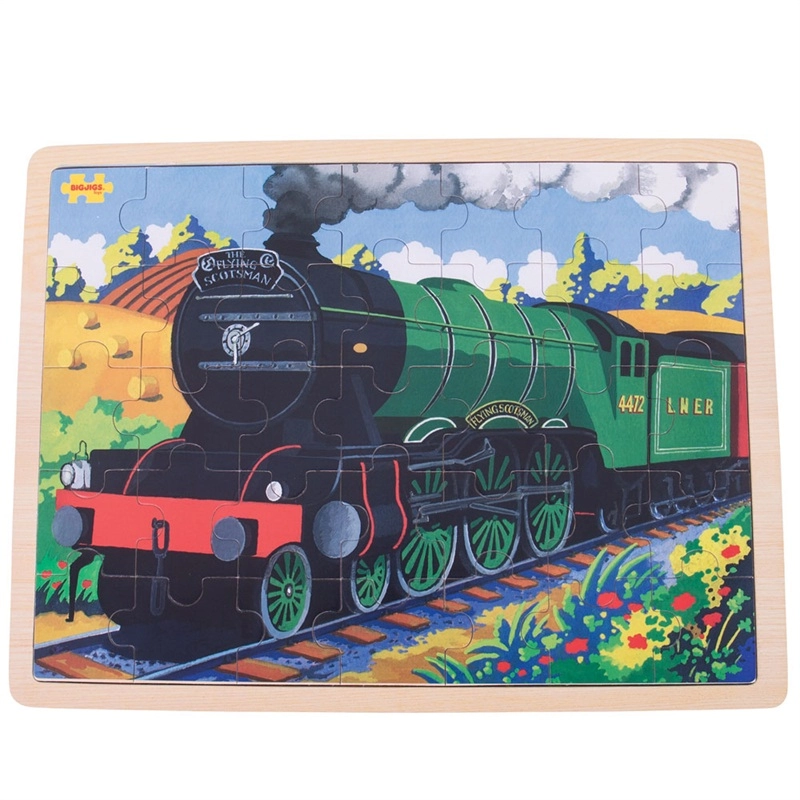 Bigjigs Toys Dřevěné puzzle historický vlak Flying Scotsman 35 dílků