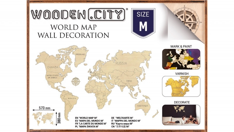 Wooden City 3D puzzle Mapa Světa M 31 ks WM501