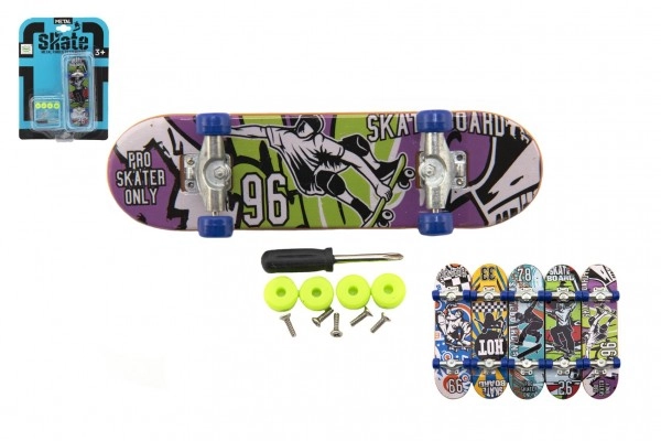 Teddies Skateboard prstový šroubovací plast 9cm s doplňky mix barev