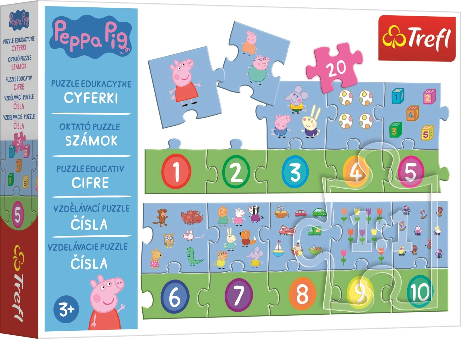 Vzdělávací puzzle Čísla Prasátko Peppa