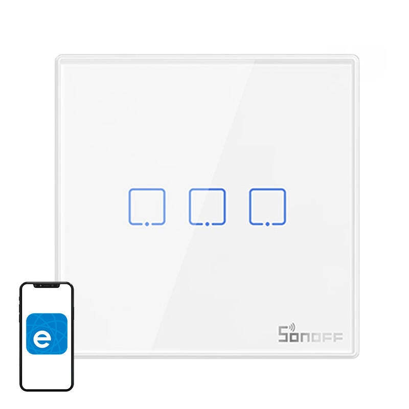 Chytrý bezdrátový nástěnný spínač Sonoff T2EU3C-RF 433MHz (3kanálový)