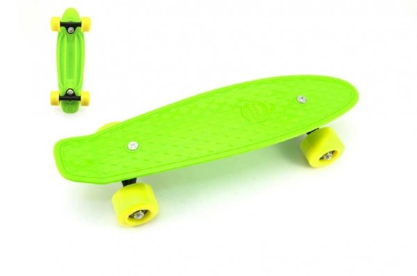 Skateboard - pennyboard nosnost 60kg plastové osy, zelená, žlutá kola